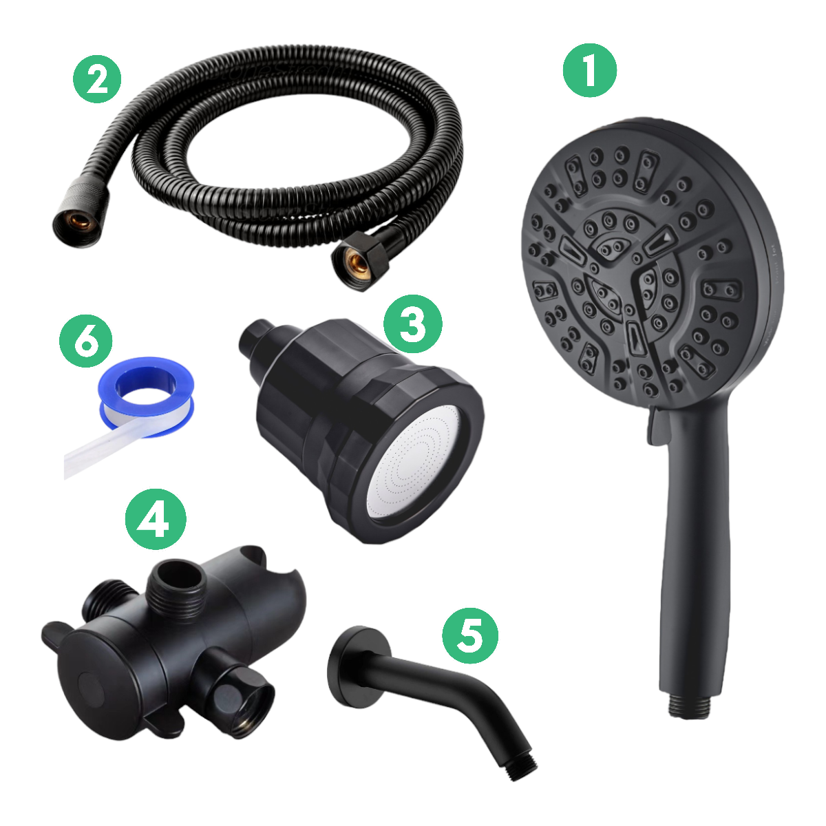 High Pressure 10 mode Ecolux Shower head Wall + Handheld Combo