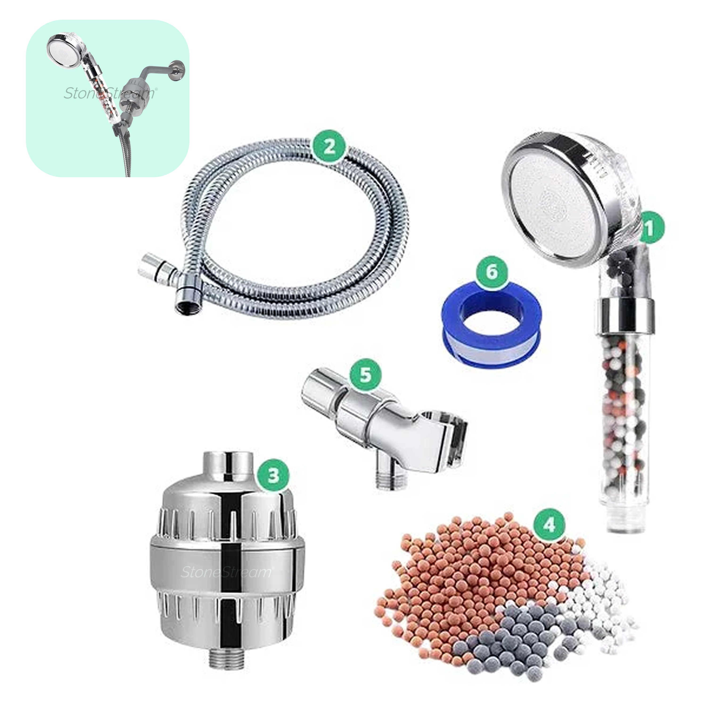 Cabeça de chuveiro iônico de ecopower filtrado