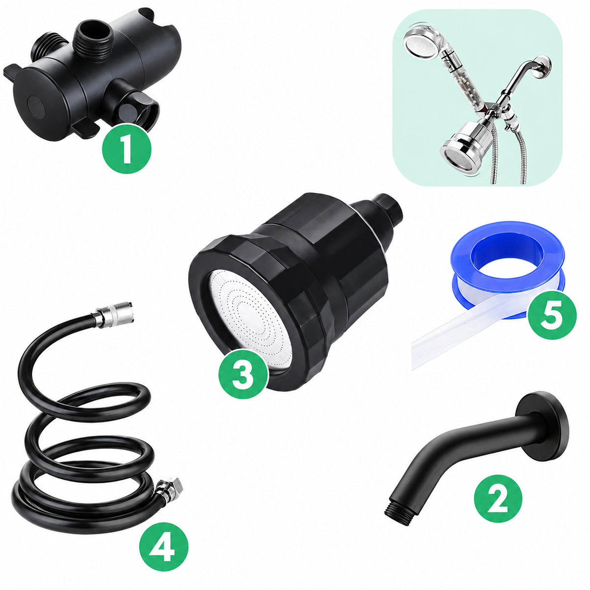 Wall + Hard Water Filter Installation Kit - Black